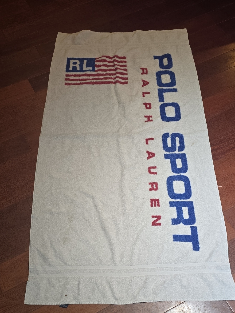 Vintage Ralph Lauren White Towel with Blue and Red Logo